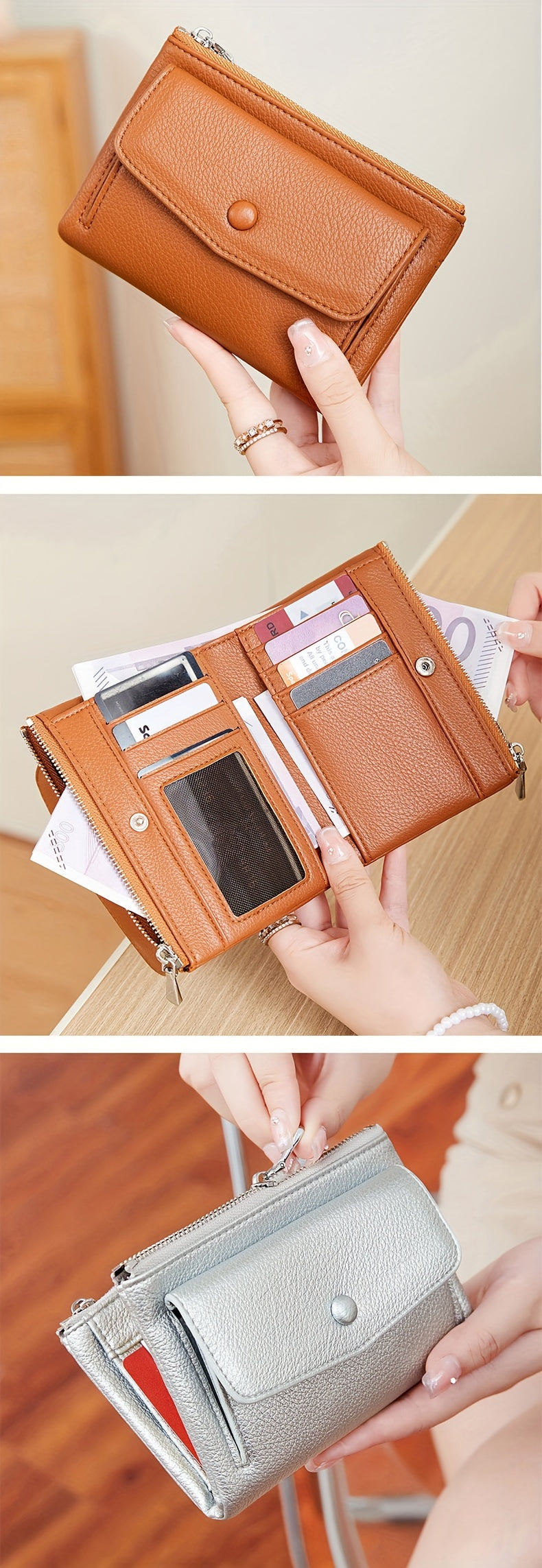 MIYIN Women's Wallet - Large Capacity Double Zipper Credit Card Holder with Coin Pocket, Lightweight Handbag for ID, Cash & Keys, Minimalist for daily Commute & Travel, Easy-Care Design for busy Ladies