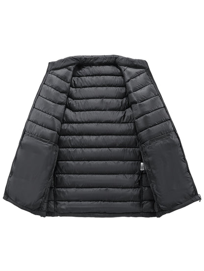 Men's Lightweight Windproof Winter Jacket with Zipper Pockets