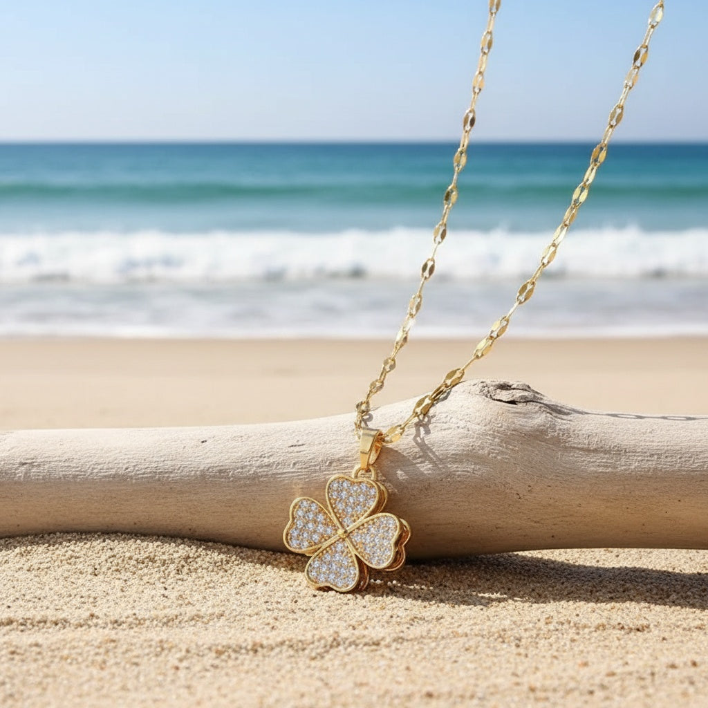 Rotatable Four-Leaf Clover Pendant Necklace for Women
