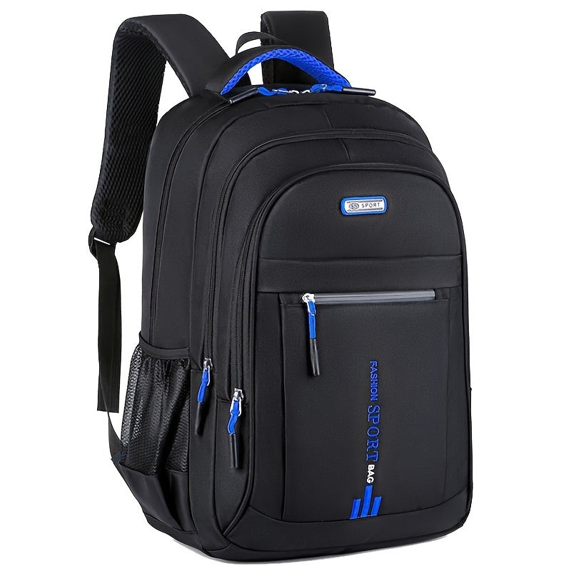 Large Capacity Waterproof Travel Backpack for Men - Durable Nylon, Adjustable Straps, Multi-Compartment Business and School Bag, Black, Backpack for Travel