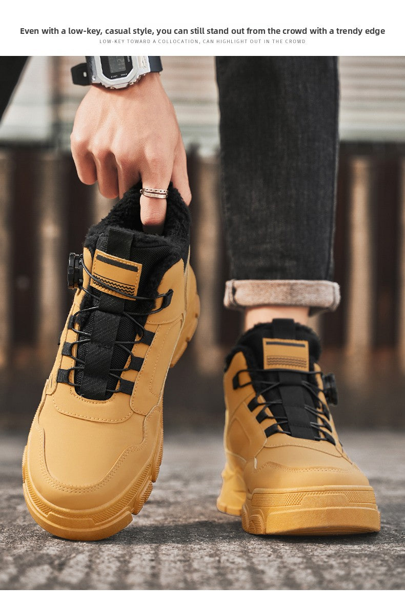 Տղամարդկանց նոր ձմեռային հաստ շերտով կոշիկներ, երեք գույնի, հարմարավետ և տաք, հեշտ հագնվող/հանվող, բռնակի դիզայնով, հարմար է բացօթյա ձյան, լեռնագնացության և լեռնագնացության համար։