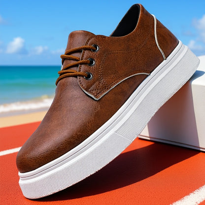 Plus-Size Men's Low-Top Skate Sneakers, Casual PU Shoes