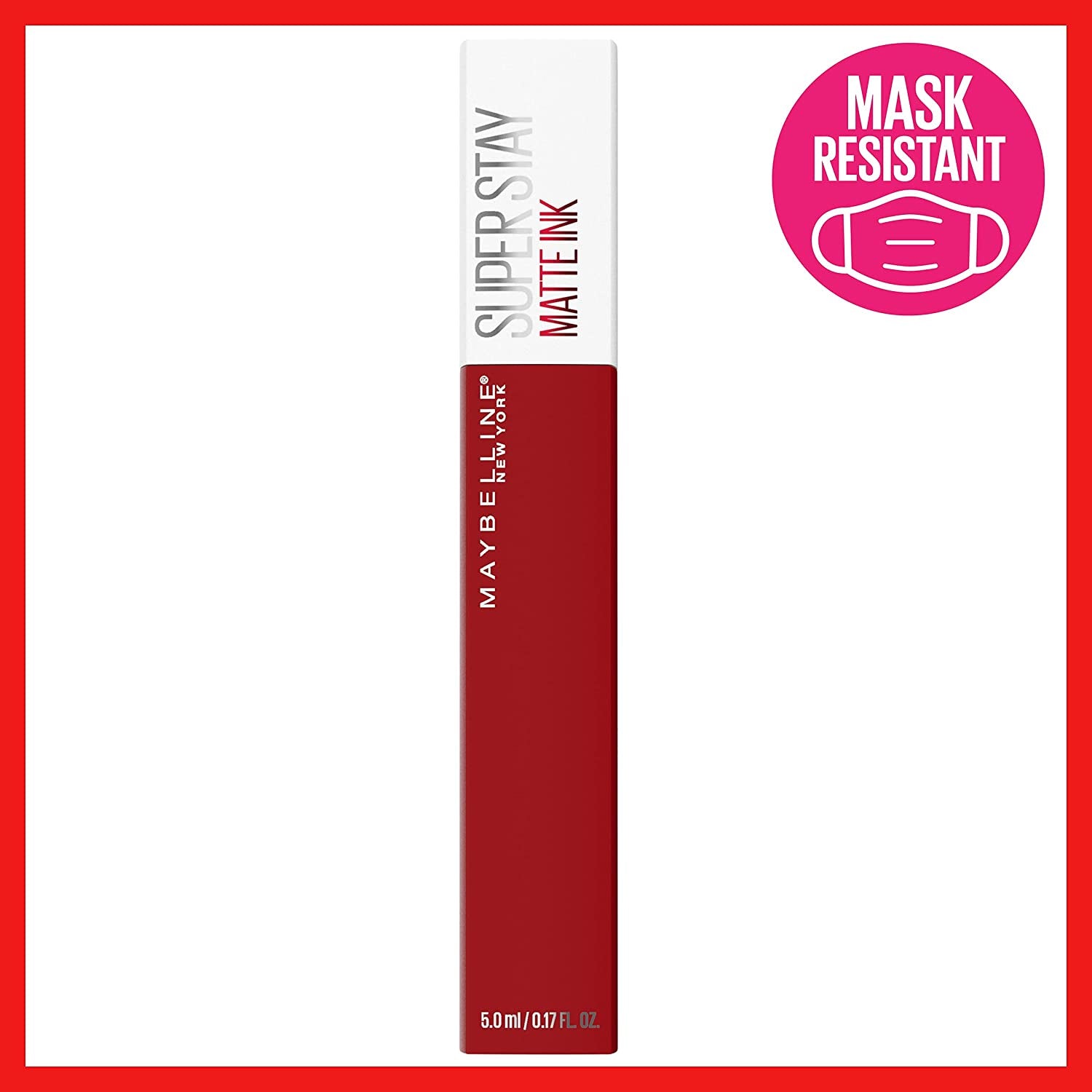 Maybelline Super Stay Matte Ink Liquid Lipstick Makeup, Long Lasting High Impact Color, up to 16H Wear, Exhilarator, Ruby Red, 1 Count, Packaging May Vary