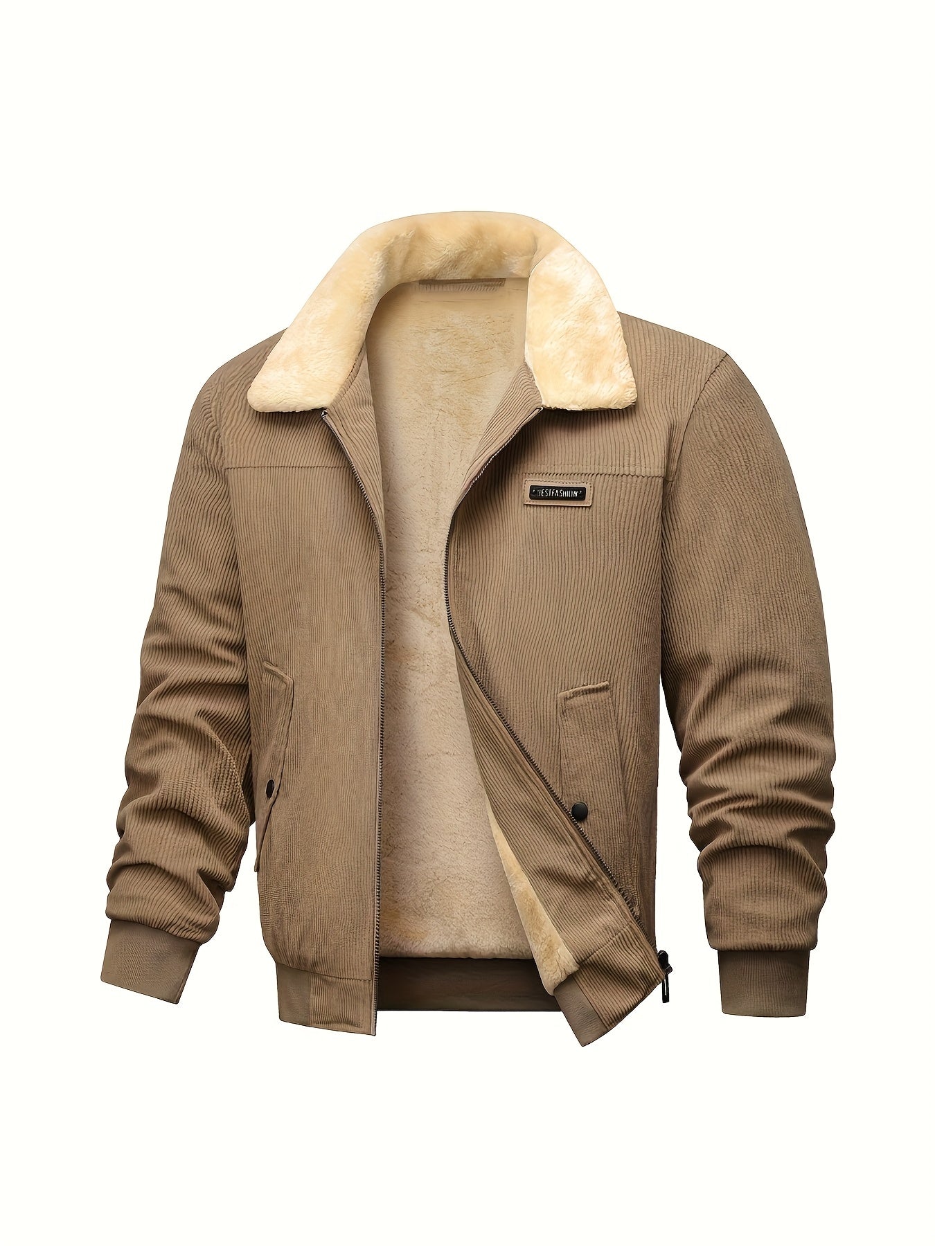 Men'S Heavyweight Winter Jacket - Thermal Insulated Coat with Zipper Closure, Long Sleeve Cold Weather Outerwear, Front Pockets - Olive Green - Formal & Casual Outerwear, Thick