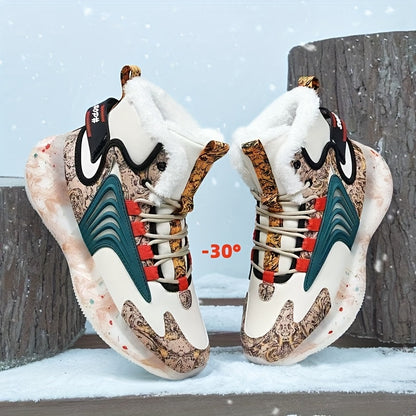 Men'S Winter Snow Boots with TPU Sole & Fleece - Heavy-Duty High-Top Ankle Support, Warm Thermal Insulation, Lace-Up Closure, Thick, Winter Boots, Cold Weather Footwear, Durable Traction Footwear, Outdoor Footwear, Rugged Des