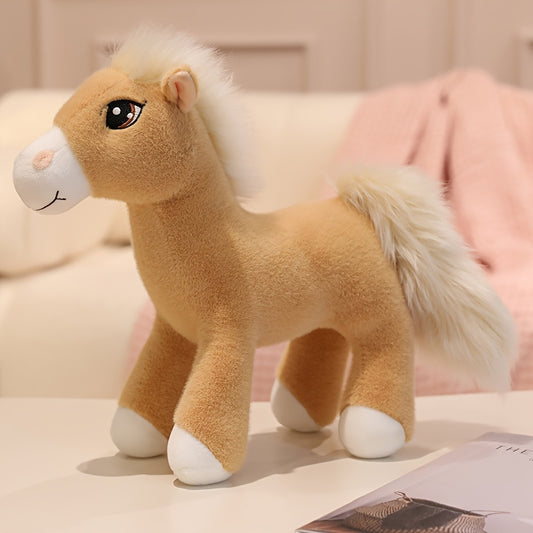 Simulation Horse Plush Toys 20cm/7.87" Soft Stuffed Plush Animal Toy Education Prop Toys for Students Home Room Sofa Decorations