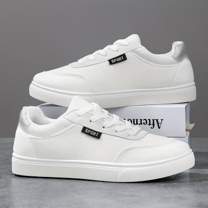 Women's White Low-Top Sneakers - Lightweight All-Season Round Toe Lace-Up Casual Shoes with Cushioned EVA Sole & Non-Slip Outsole Suitable for Outdoor Walking, Sports, Gym, Daily Wear - All-Terrain Comfortable White Sneakers, - ayq
