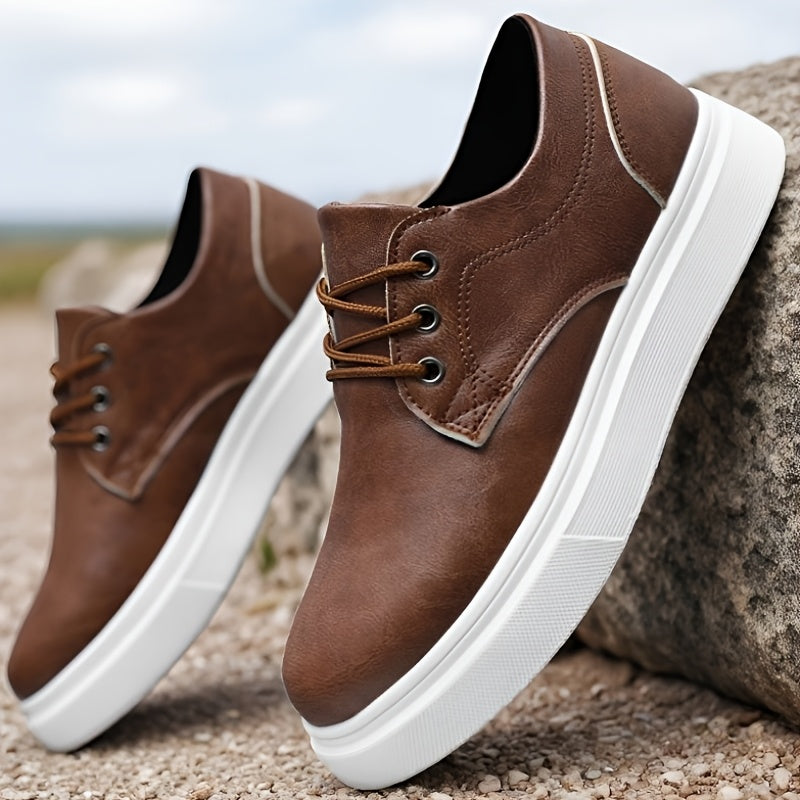 Men's All-Season Casual Motorcycle & Skate Shoes, Lace-Up Flat Sole