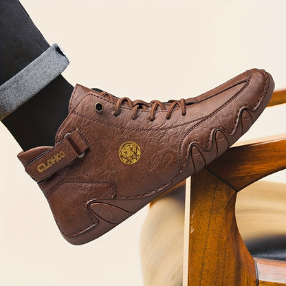 Men's Casual High-Top Sneakers with Soft PU Upper and Rubber Sole