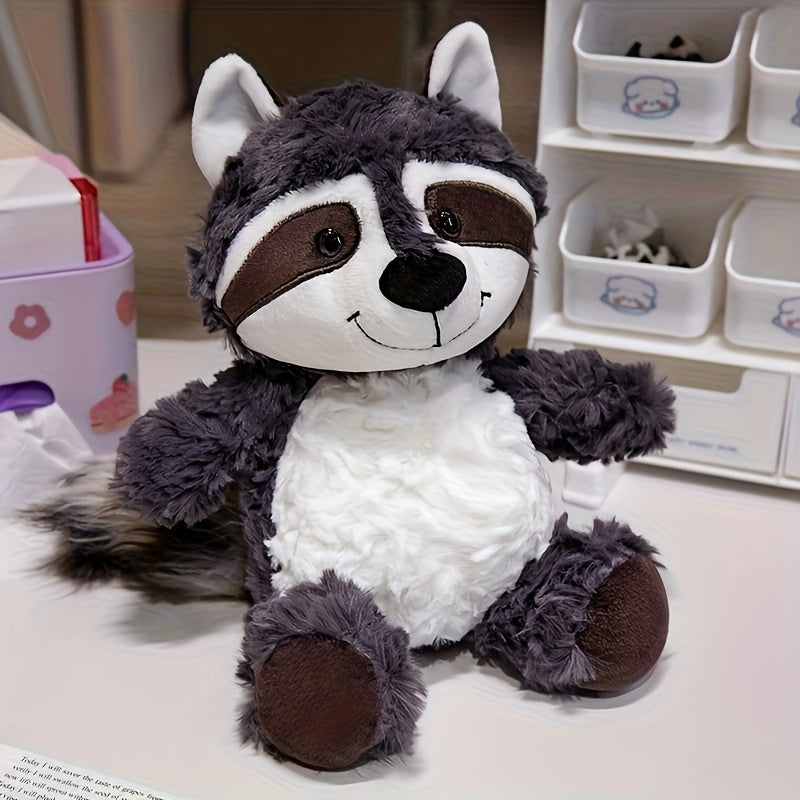 TINICOOCAT 25cm/9.84inch Kawaii Stuffed Animal Toys - Soft Plush Raccoon, Sloth, Red Panda & Fox Dolls with Cute Expressions, Jungle Animal Design, Light Brown/Deep Gray/Orange, Perfect Birthday Christmas Gift for Youngsters,