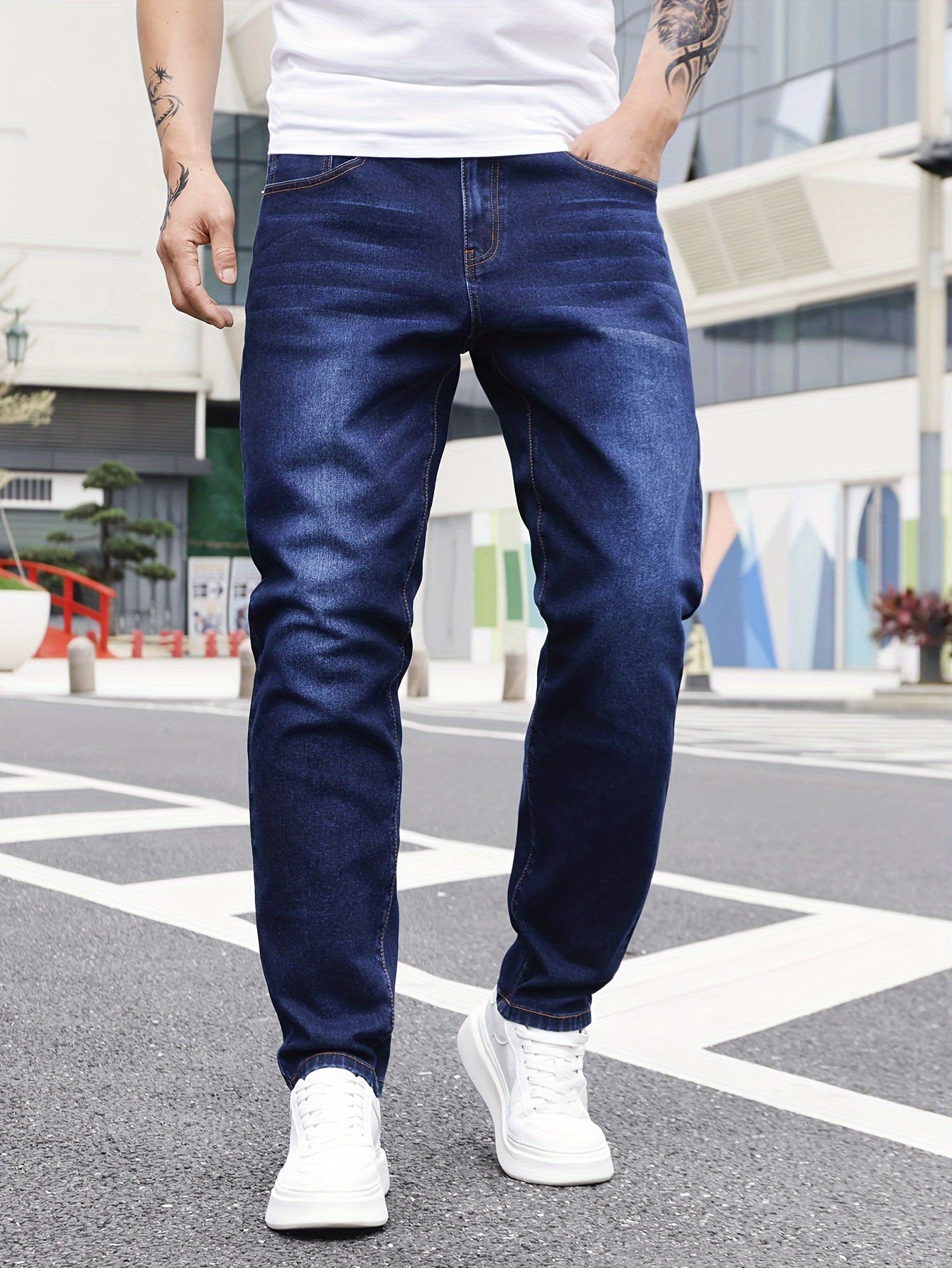 Men's Slim Fit Jeans - Rayon Blend, Stretch Denim, Solid Color, Machine Washable, Everyday Denim|Slim Fit Jeans|Rayon Blend Denim