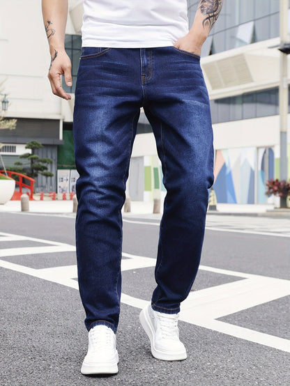 Men's Slim Fit Jeans - Rayon Blend, Stretch Denim, Solid Color, Machine Washable, Everyday Denim|Slim Fit Jeans|Rayon Blend Denim
