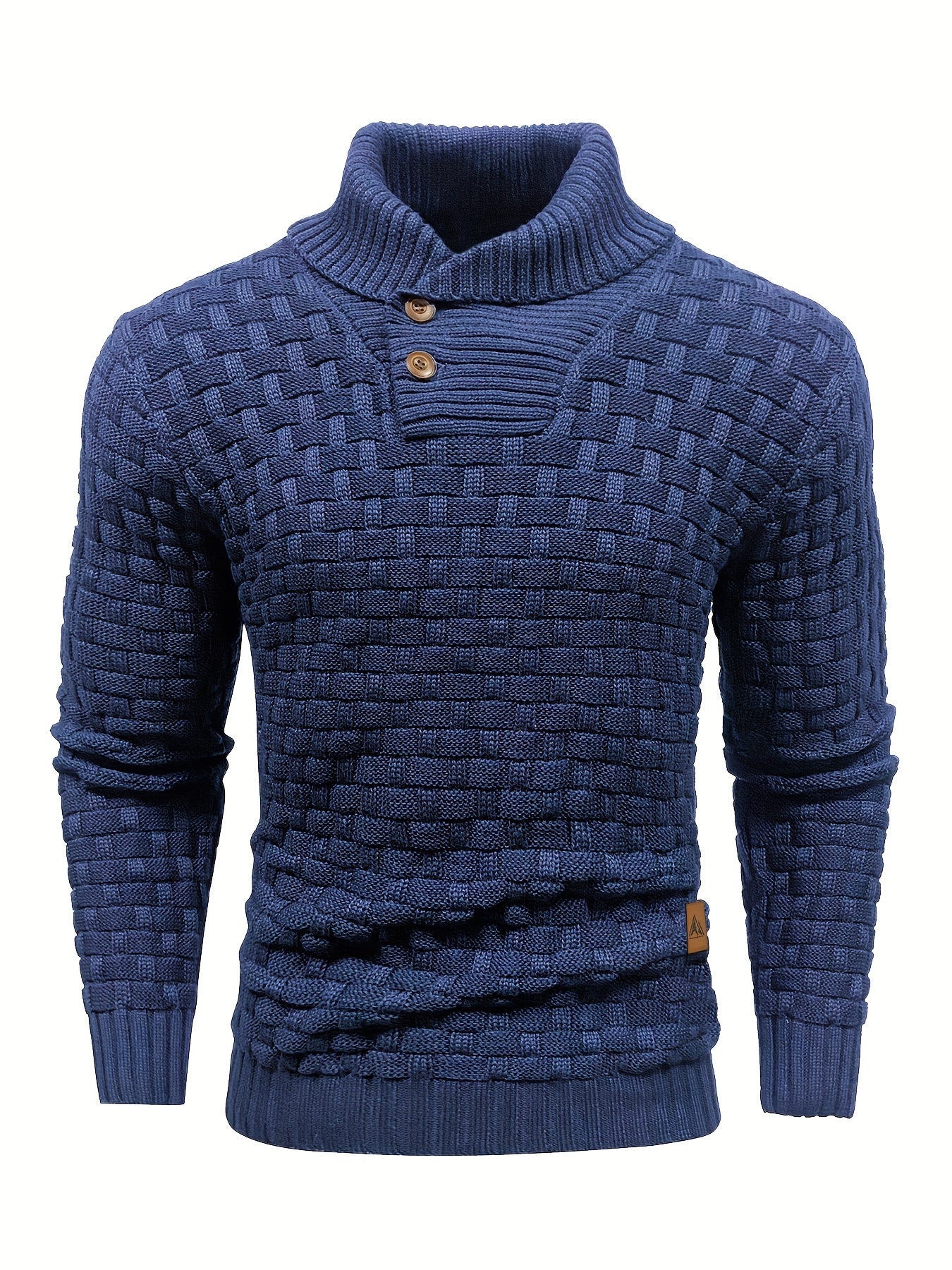 Men's Casual Waffle Pattern High Stretch Sweater, Chic Mature Pullover Sweater For Fall Winter