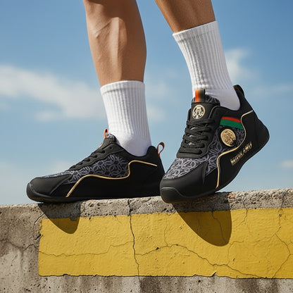 Men's Lightweight Casual Sneakers with Linear Design - All Season