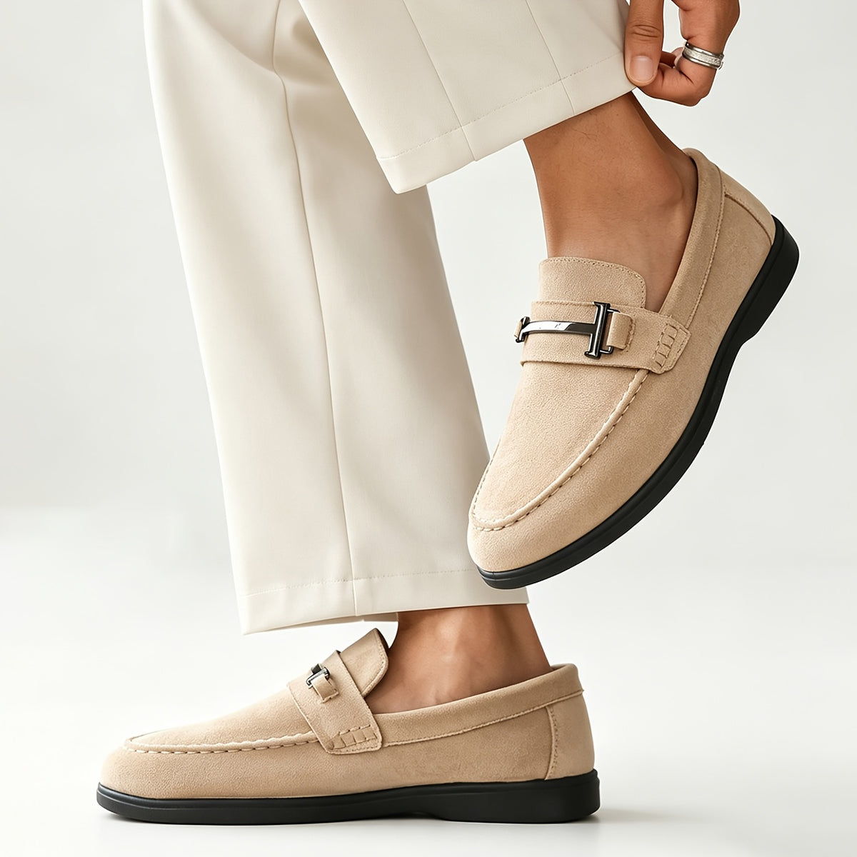 Men's Slip-On Casual Loafers Stylish Fabric Business Shoes