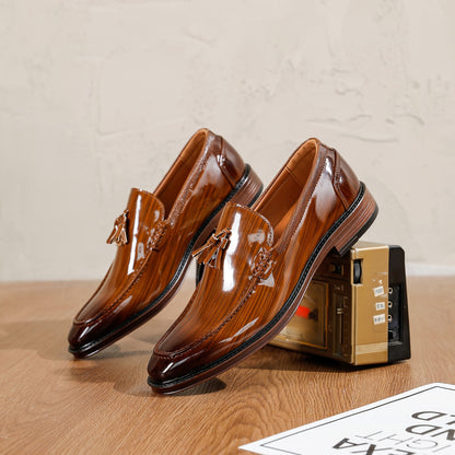 Men's Tassel Slip-On Loafers Pointed Toe Casual Dress Shoes