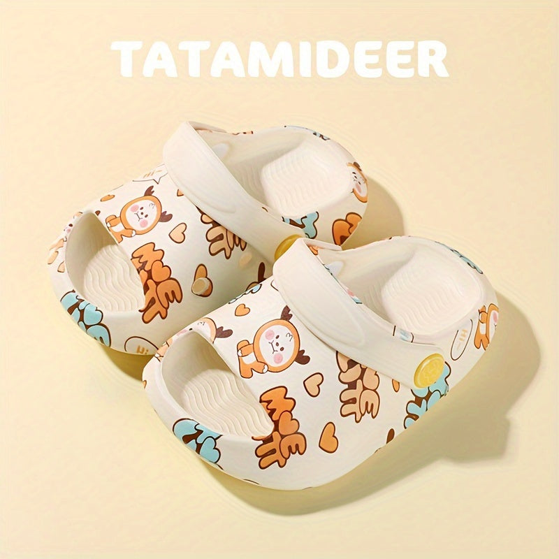 TATAMIDEER Unisex Kid's Open Toe Breathable Slippers, Comfy Non Slip Adorable Slides For Boy's & Girl's Outdoor Activities