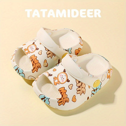 TATAMIDEER Unisex Kid's Open Toe Breathable Slippers, Comfy Non Slip Adorable Slides For Boy's & Girl's Outdoor Activities