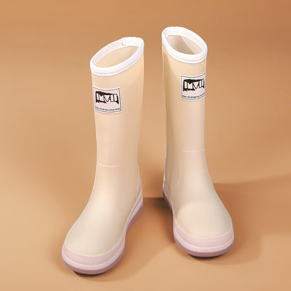 Men's High-Top PU Rain Boots All-Season Slip-On Style