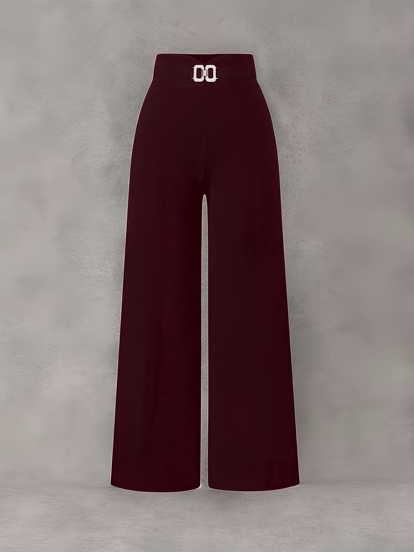 Elegant Wide-Leg Stretch Pants for Women - Solid Color, All Season