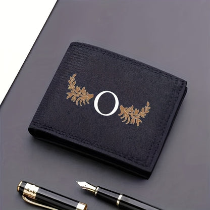 26 Letter Print Canvas Short Wallet - Open Bifold Wallet for Business and Casual Use, Perfect Gift for Men, Casual Wallet | Men's Wallet | Canvas Material