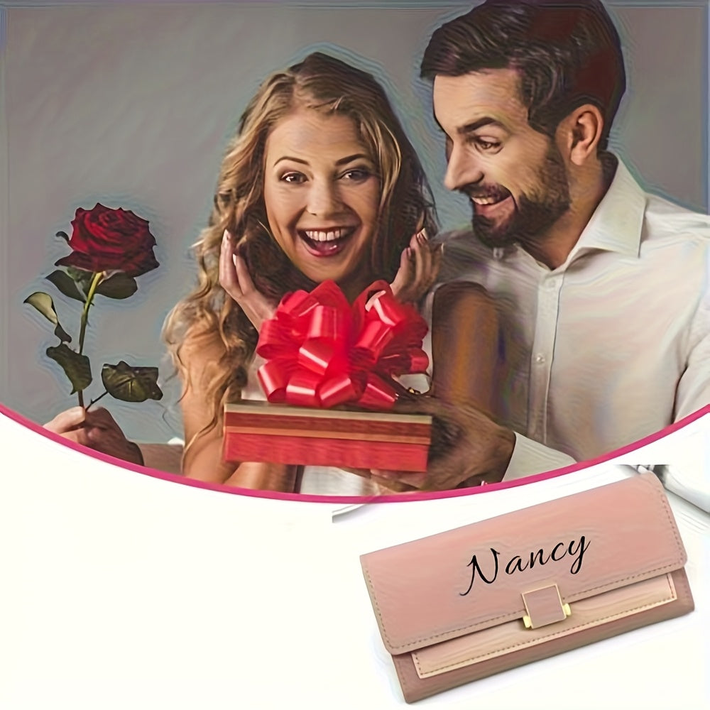 Custom Name Women's Wallet, Personalized Long Foldable Wallet with Contrasting Colors, Large Capacity Multi-Card Slot Wallet, Mother's Day Gift, Birthday Gift, Anniversary Gift, Bridesmaid Favor, Gift for Mom, Valentine's Day