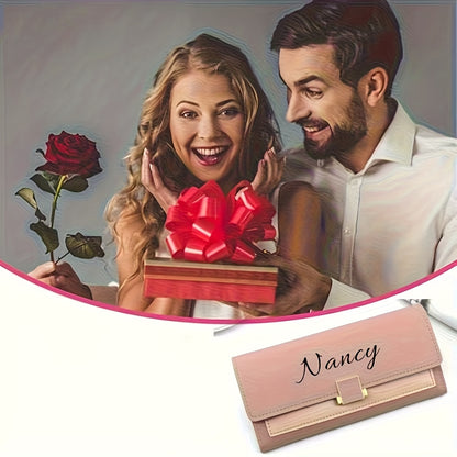 Custom Name Women's Wallet, Personalized Long Foldable Wallet with Contrasting Colors, Large Capacity Multi-Card Slot Wallet, Mother's Day Gift, Birthday Gift, Anniversary Gift, Bridesmaid Favor, Gift for Mom, Valentine's Day