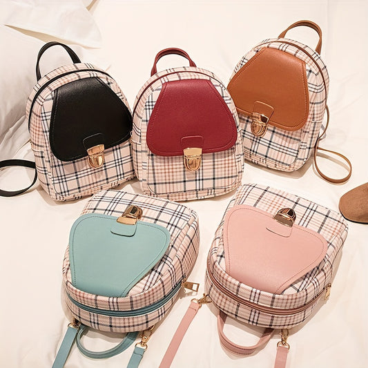 Adjustable Strap Grid Backpack, Cute Backpack, Zipper Casual Shoulder Bag, Card Wallet, Casual Phone Pouch, Leisure Camera Bag, Coin Purse, Key Pouch, Shoulder Bag, Crossbody Bag, Convertible Backpack.