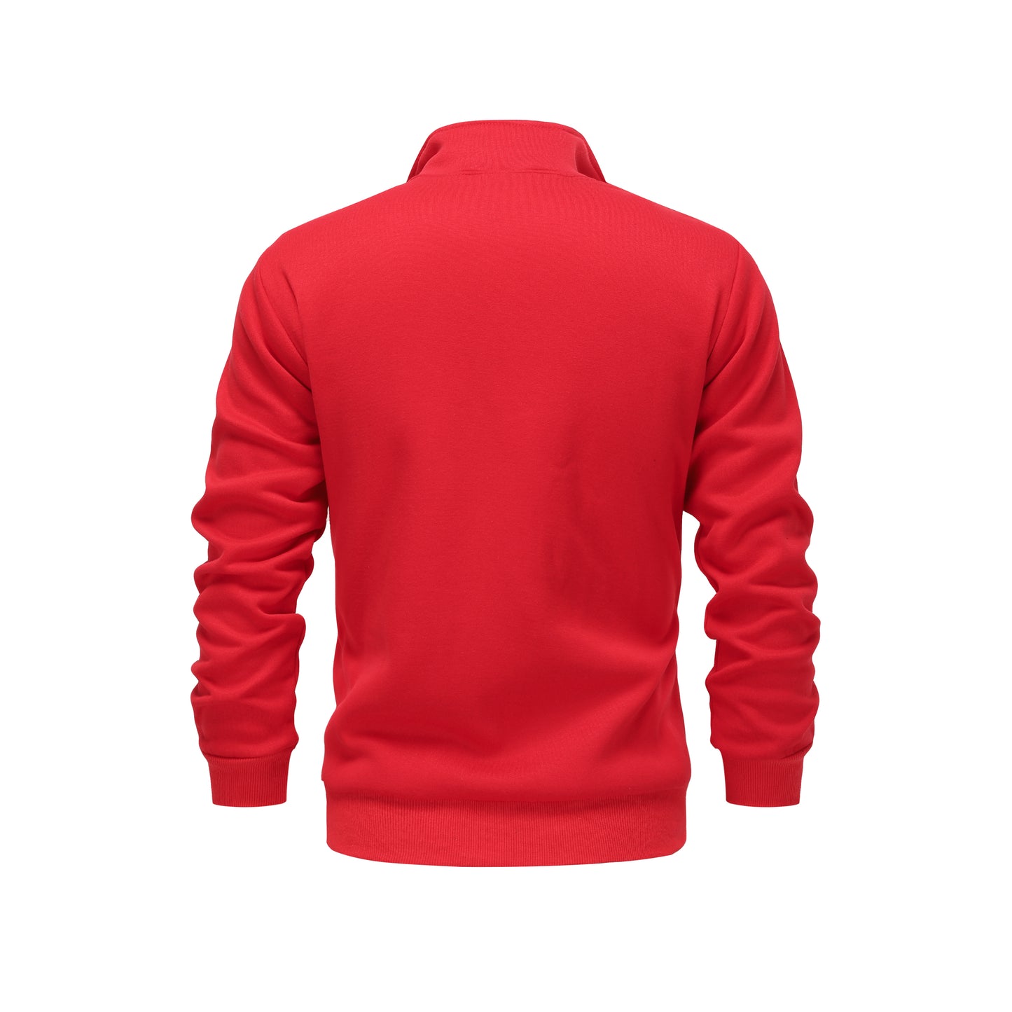 Men'S Red Fleece Zip-Up Hoodie - Cozy Fall & Winter Casual Jacket with Front Pockets, Long Sleeves, and Drawstring Hood, Hooded Sweatshirt, Autumn Outerwear, Durable Fabric