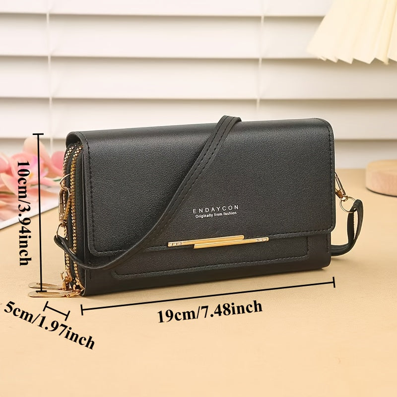 Women'S Shoulder Bag, New Multifunctional Wallet for Women, Zip Closure, Detachable Shoulder Strap, Can Be Used As a Shoulder Or Crossbody Bag, Medium-Length Clutch, Phone Bag, Coin Purse, with 3 Card Slots + Phone Compartmen