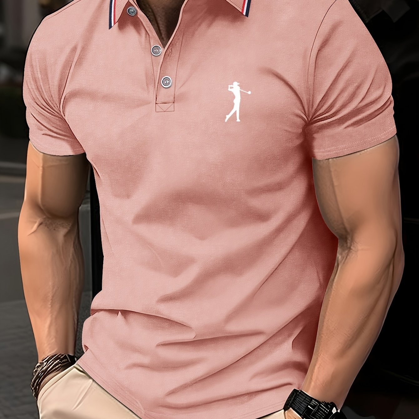 Golf Print Polo վերնաշապիկ, տղամարդու վերնաշապիկ, ամառային պատահական կարճաթև վերնաշապիկ