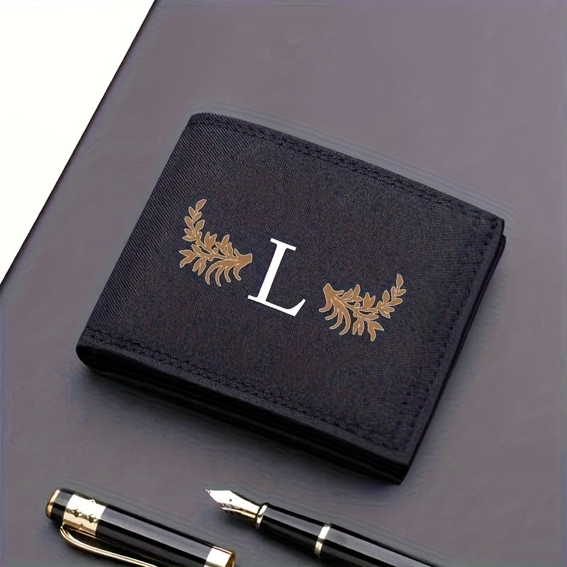 26 Letter Print Canvas Short Wallet - Open Bifold Wallet for Business and Casual Use, Perfect Gift for Men, Casual Wallet | Men's Wallet | Canvas Material