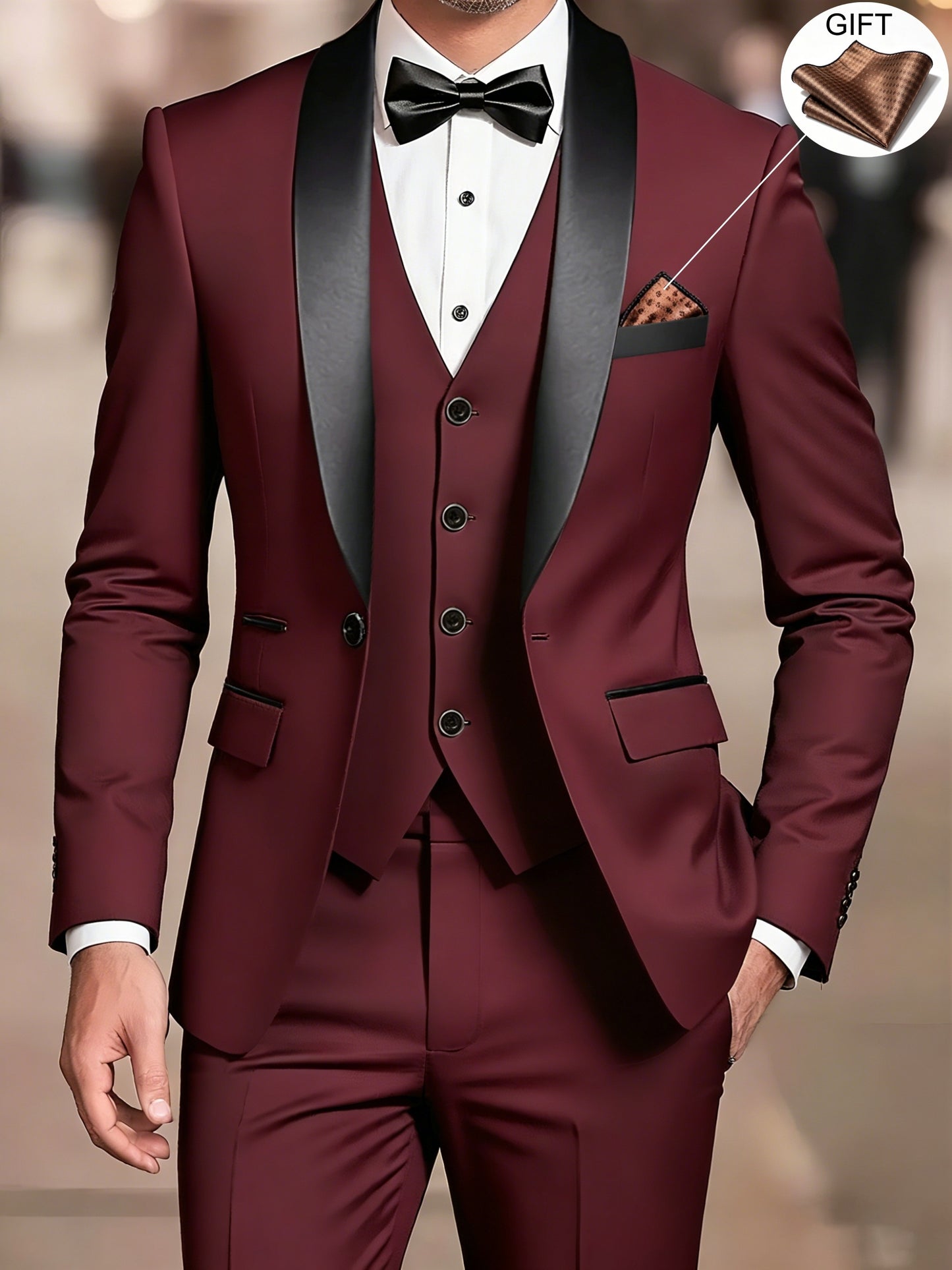 Men's 3-Piece Suit Set - Blazer, Vest & Trousers for Business & Weddin