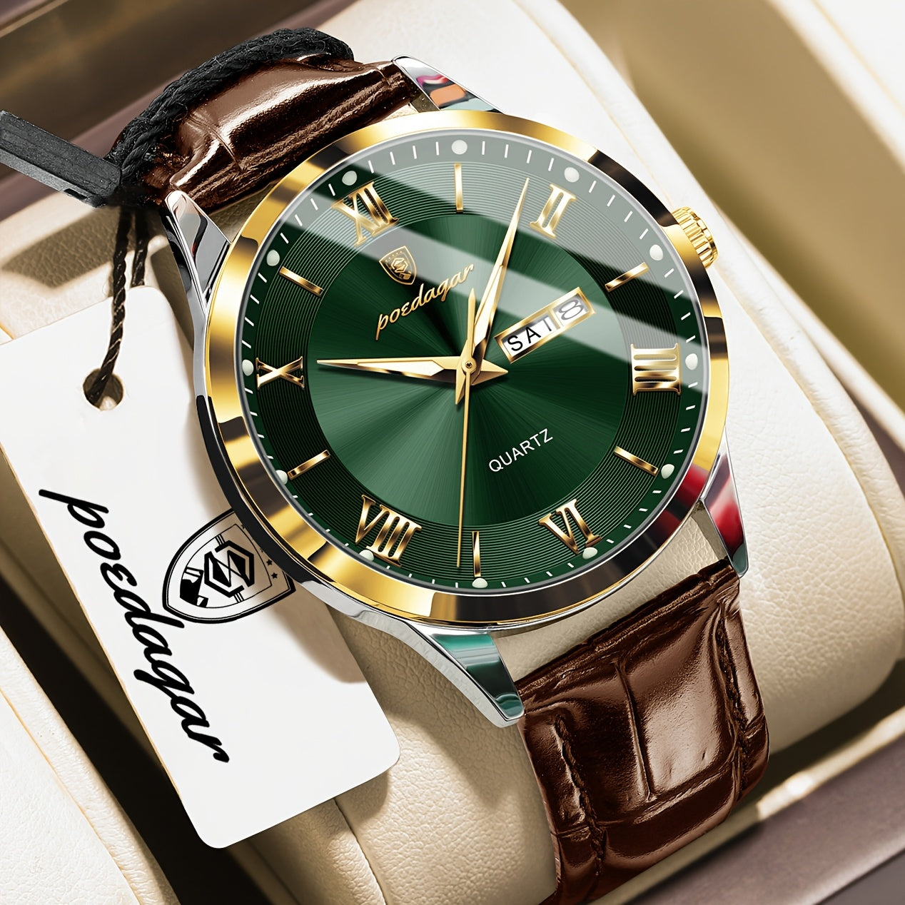 Men's Casual Quartz Watch with Luminous Dial & Date