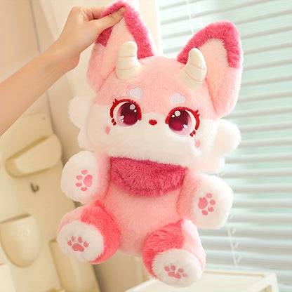 Cute Little Devil Fox Plush Toy - Soft Pink Stuffed Animal with Big Eyes, Hugging Companion, Bedtime & Home Decor, Perfect Gift for Birthdays, Christmas, Valentine'S Day, Stuffed Animal, Cozy Home Accessory, Playful Design, F