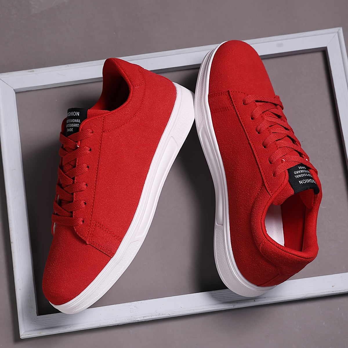 Men's Trendy Solid Skate Shoes, Comfy Non Slip Casual Lace Up Sneakers For Men's Outdoor Activities