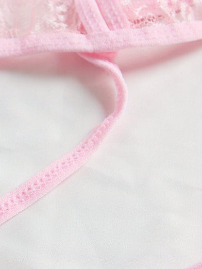 Sexy V-Neck Lace Floral Sexy Lingerie Bra Crotchless Panties, Women'S Sexy Lingerie, Free-To-Take Three-Point Lingerie Set, Suitable for Halloween, Christmas, Thanksgiving, Valentine'S Day, Give Gifts to Girlfriends And Surpr