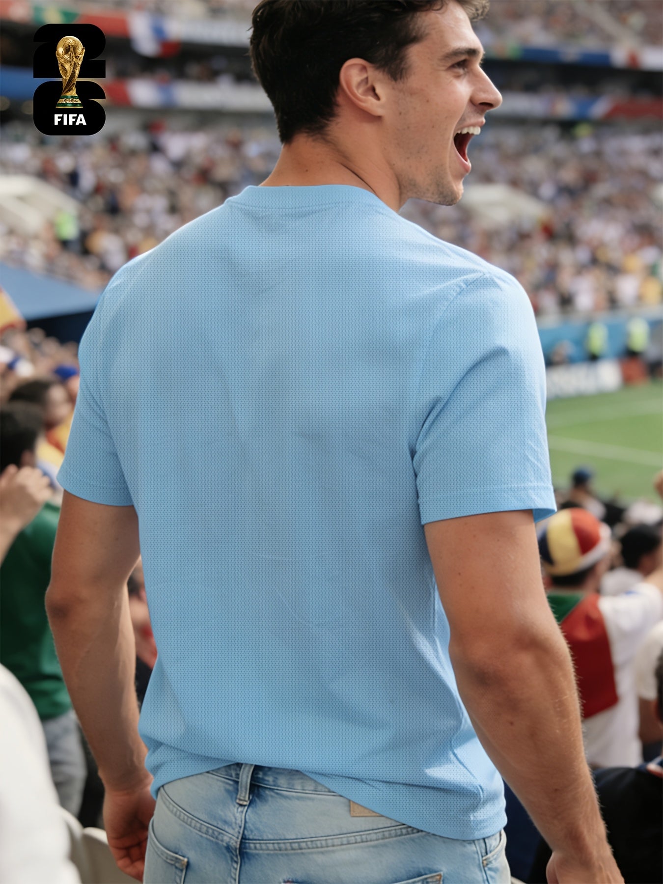 Men's Breathable Summer T-Shirt with FIFA World Cup Print