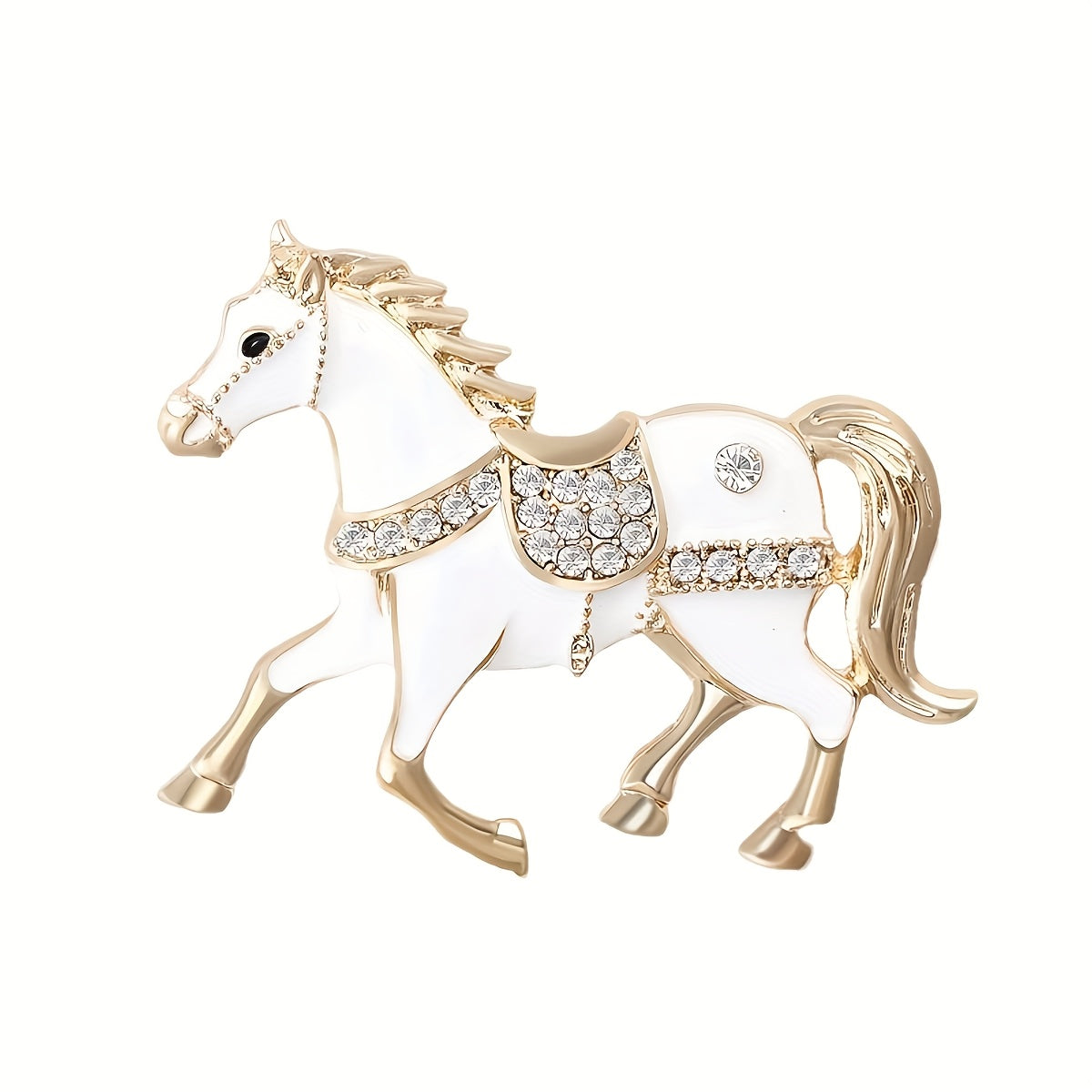 1pc Enamel Dripping Oil Inlaid Rhinestone Pony Fashion Brooch | Creative Ethnic Style Horse Badge Pin, High-End Design Couple Accessories, Exquisite Suit Corsage Party Decoration, Suitable for Christmas, Year of the Horse, Eq