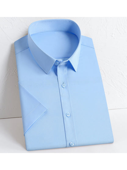 Men's Slim Fit Summer Short-Sleeve Cotton Blend Shirt