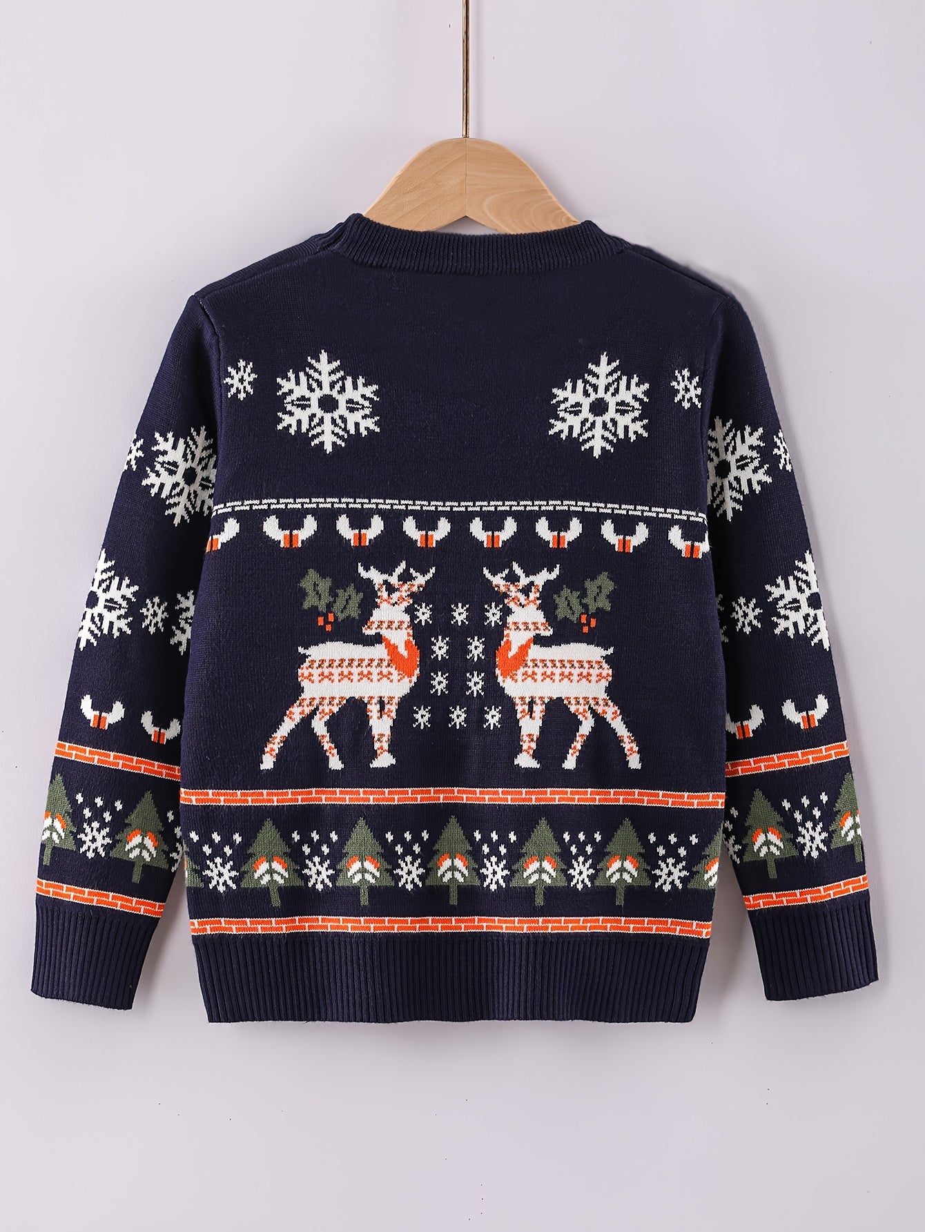 Boys' Sweater Christmas Autumn Winter Casual Fashion Sweet Romantic Loose Comfortable Round Neck Pullover Suitable for Daily Wear, Vacation, and School Knitwear