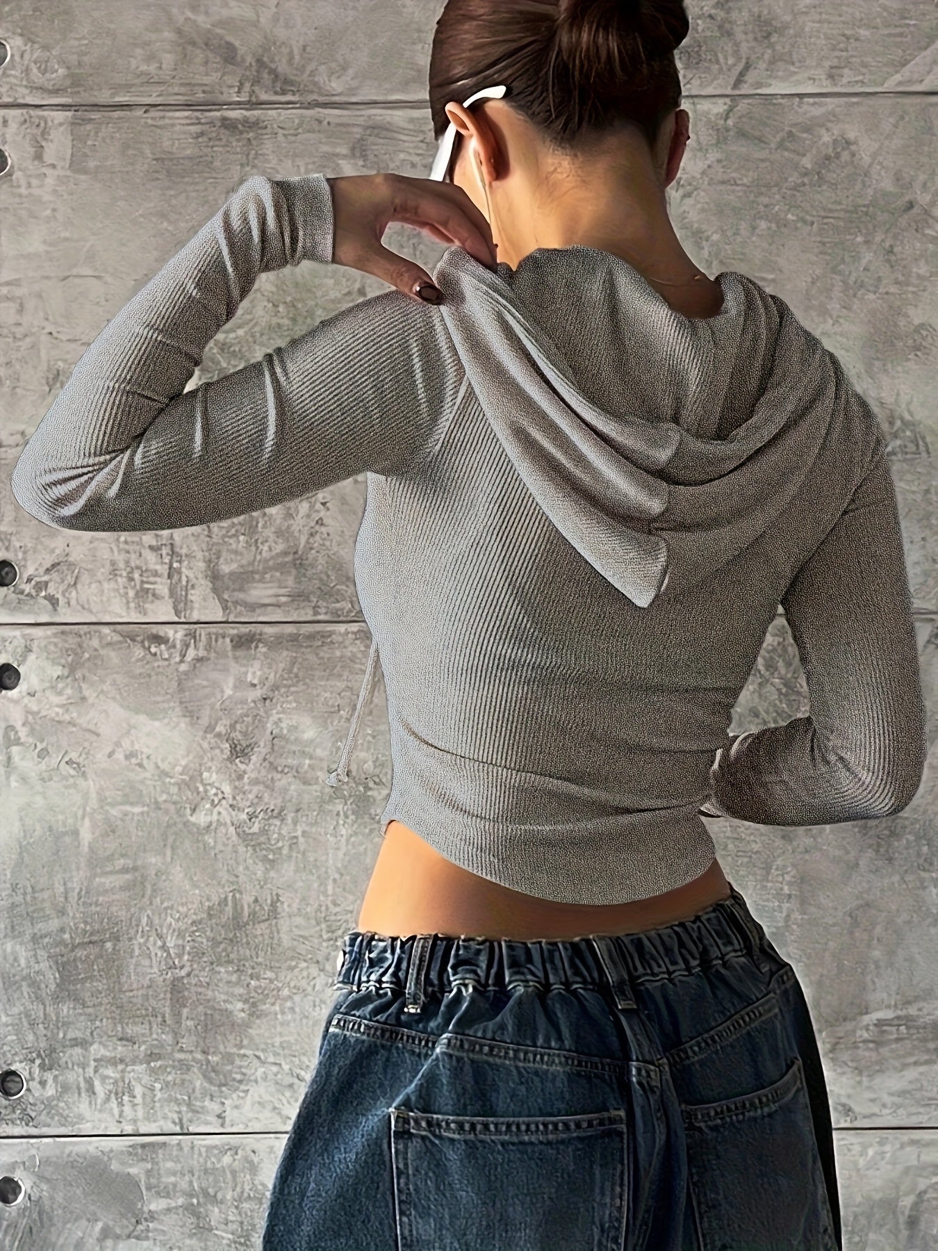 Կանացի էլեգանտ, երկար թևքով, կայծակաճարմանդով և գլխարկով բաճկոն՝ սև երիզով, առջևի մասով լարով, գարուն/աշուն ամենօրյա ոճով, ամենօրյա վերնազգեստ | Գլխարկով բաճկոն | Շինարարական, անհրաժեշտ վերնաշապիկ