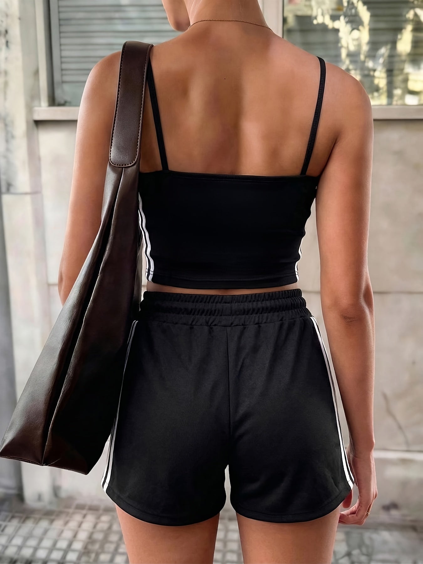 Women's Casual Letter Print Camisole & Shorts Set for Spring/Summer