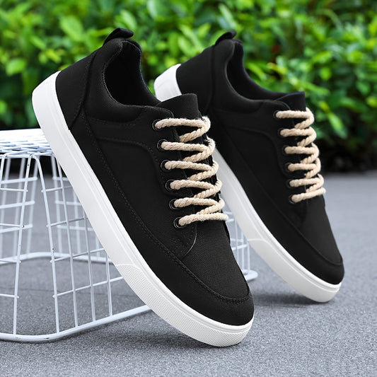 Men's Stylish Skate Sneakers - Comfortable, Non-Slip, Lace-Up Casual Shoes for Outdoor Activities | Durable Canvas & PVC Sole