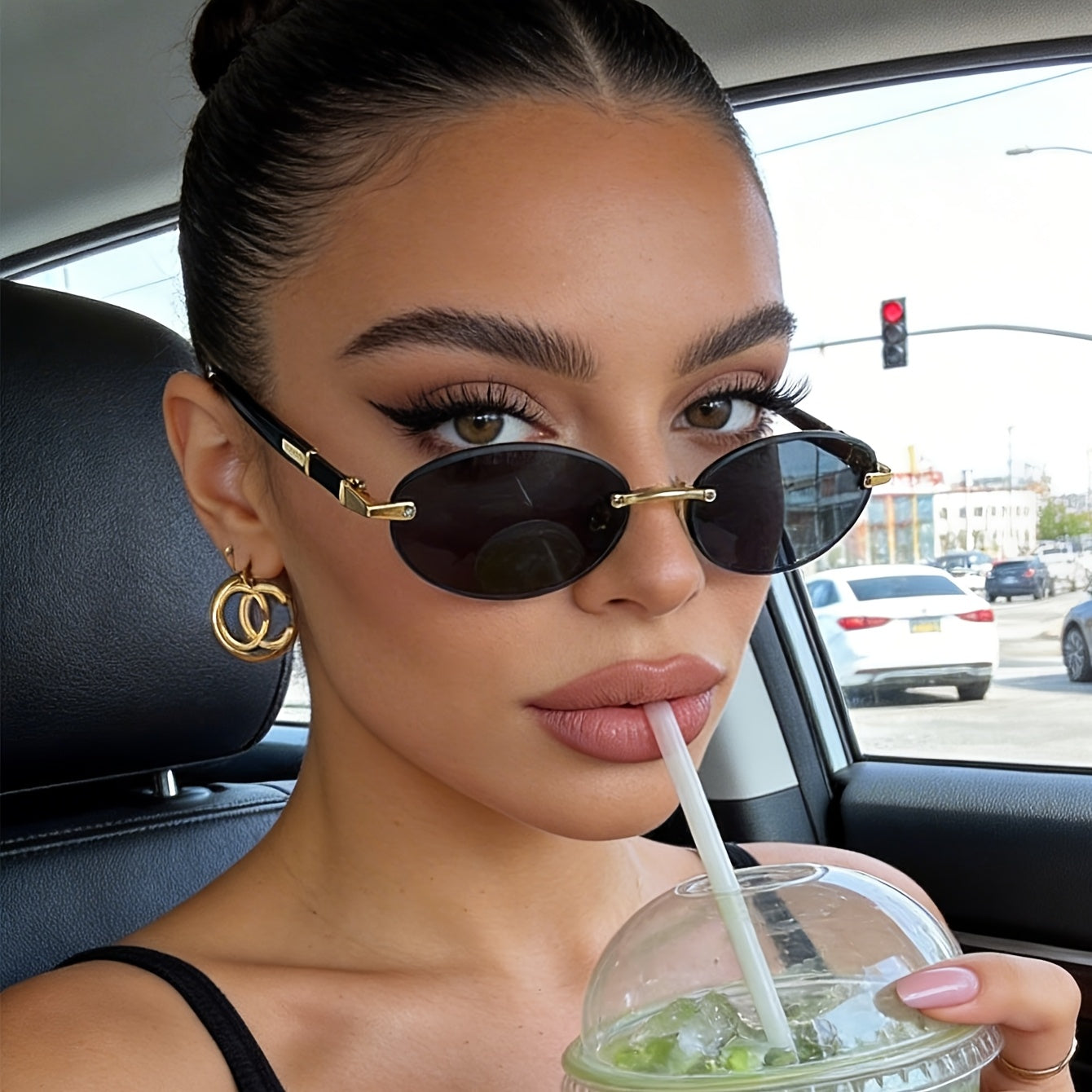 Women's Retro Rimless Square Black Glasses for Daily Wear