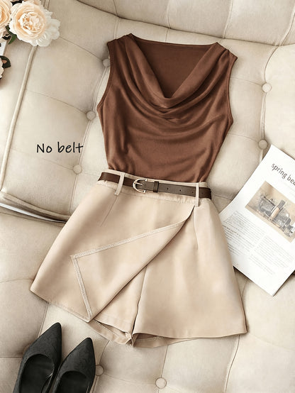 Women's Casual Tank Top and Shorts Set for Spring-Summer
