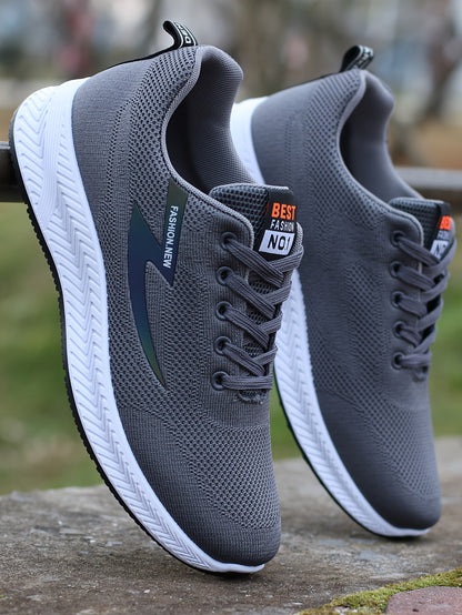 Breathable Men's Athletic Sneakers - Lightweight, Non-Slip Running Shoes with Soft Rubber Sole, Stylish Black Mesh Design for All Seasons, Casual & Sporty Wear, Allseason Footwear, Modern Streetwear, Comfortable Fabric Insole
