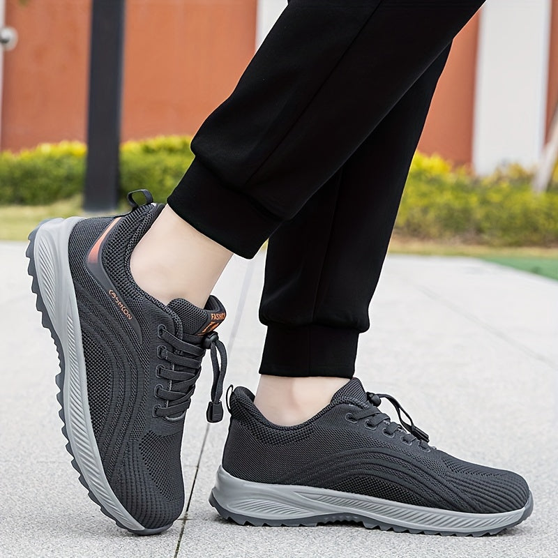 Men's Solid Striped Breathable Sneakers Low Top With Adjustable Buckle Non Slip Comfy For Jogging Hiking Outdoor Activities All Seasons