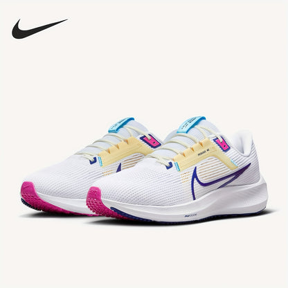 Nike Air Zoom Pegasus 40 Unisex Low-Top Running Shoes - White  Pink Accents, Breathable Fabric, Shock-Absorbing Cushioning, Durable Rubber Sole for Gym, Training  Casual Wear, Sneakers, Gym Footwear, Modern Athletic, Shocka