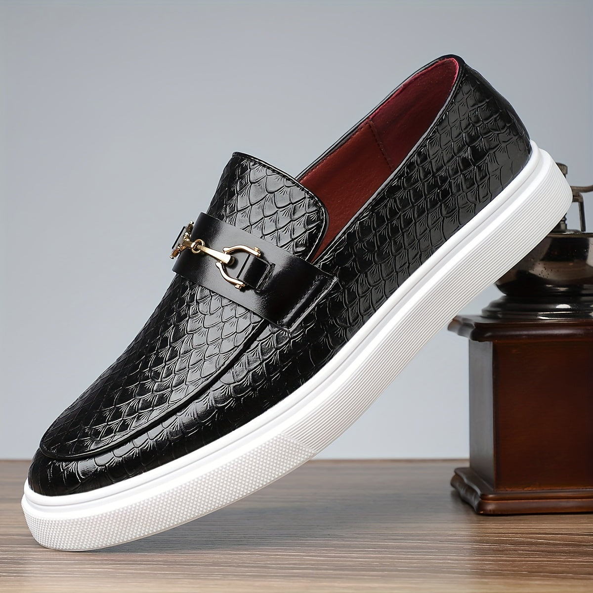 Men's Business Casual Slip-On Shoes with Soft PU Insole